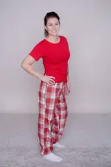 Louise flanell pyjamas dame m.jersey top Rød rutet 40